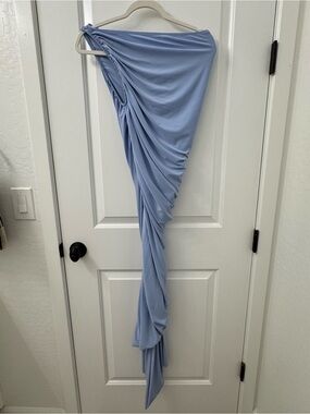 Norma Kamali Asymmetrical Draped maxi dress in Light Blue